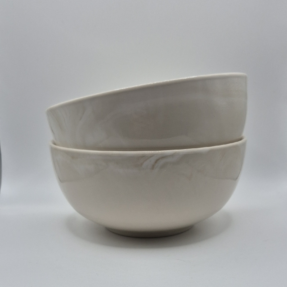 Set of Two Cream Ceramic Bowls